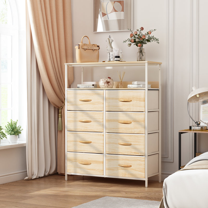 Bedroom Dresser Tall Chest of Drawers with 8 Drawers Double Dresser for Bedroom Storage Modern Design 40.6 H x 31.5 W x 11.7 D Easy